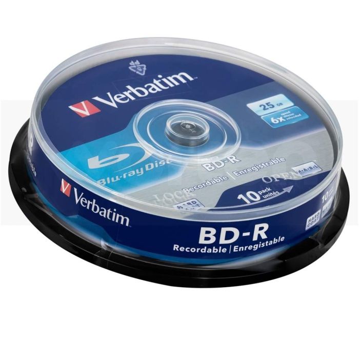 Verbatim BD-R 25Gb Spindle 10 Blue-Ray Discs