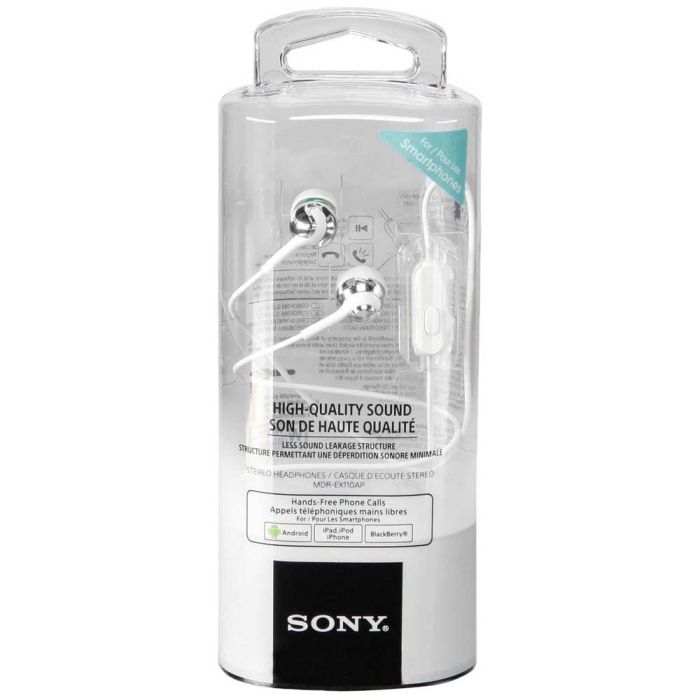 Sony MDR-EX110AP Deep Bass Earphones with Smartphone Control and Mic - Metallic White / BRAND NEW