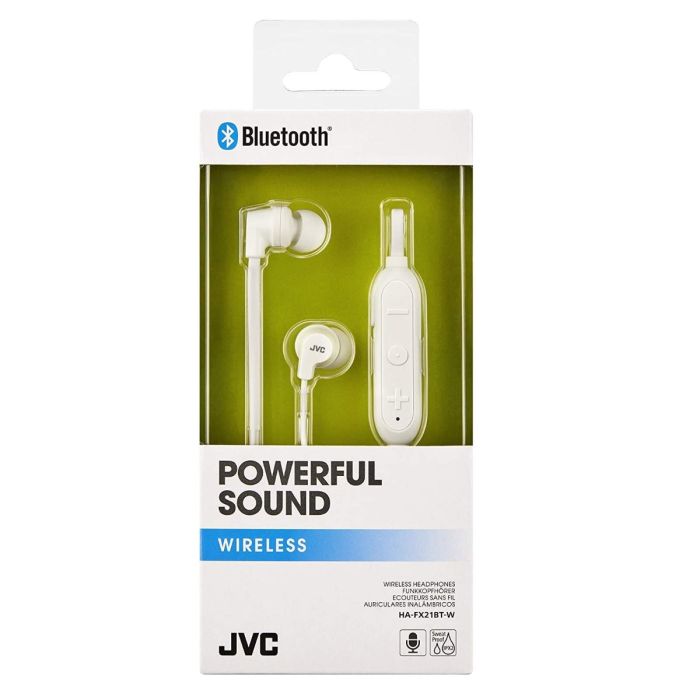 JVC HAFX21BT Powerful Sound Wireless Bluetooth In Ear Headphones - White