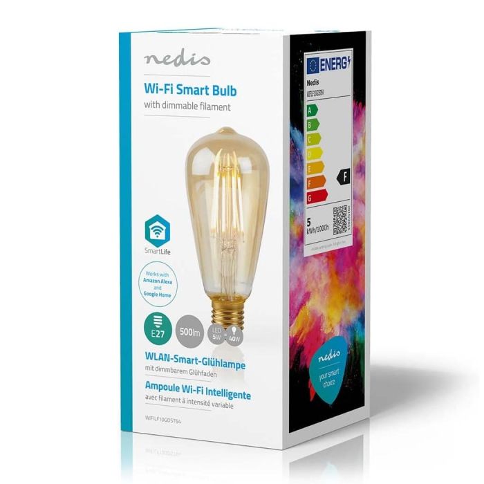 Nedis WIFILF10GDST64 Wi-Fi Smart LED Filament E27 Bulb 