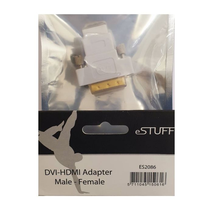 Estuff ES2086 HDMI - DVI Adapter Male - Female (White) - Brand New