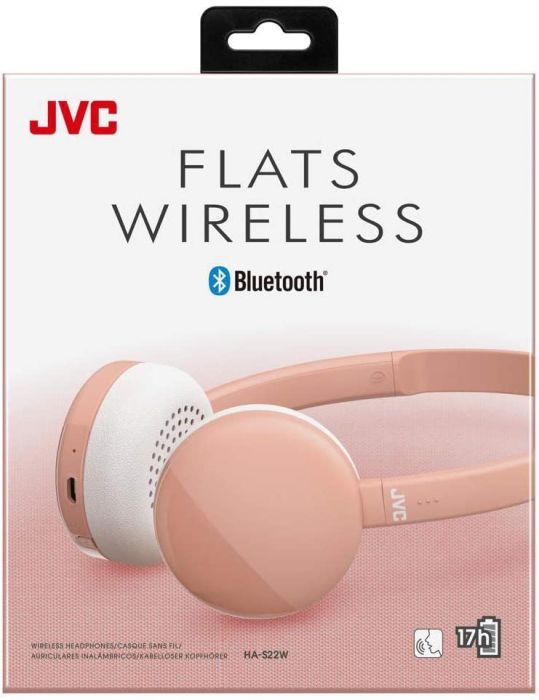 JVC HA-S22W Wireless Bluetooth BASS On-Ear Headphones - Pink