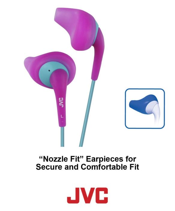 JVC HA-ENR15 Sport Nozzle In-Ear Headphone - Pink - HAENR15P 