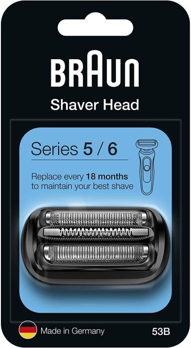 Braun Series 5 53B Electric Shaver Head Replacement - Black - Compatible with Series 5 and Series 6 Shavers