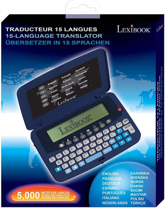 Lexibook 15-Language Translator, Integrated Euro Converter With Battery, NTL1570, Purple/Black