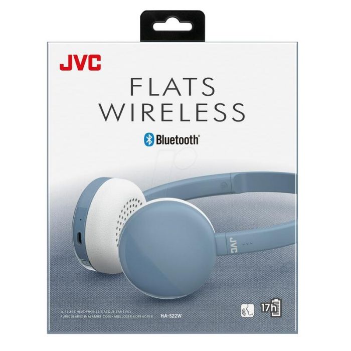JVC HA-S22W Blue Bluetooth Flats Wireless Headphones
