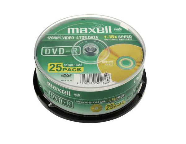 Maxell DVD-R 4.7GB 16x Spindle 25 Recordable Blank Maxell DVDR 4.7 GB