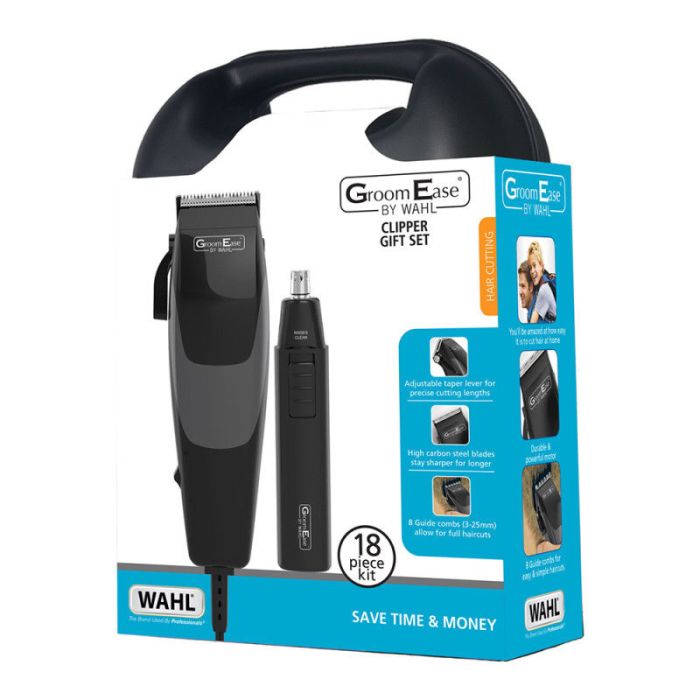 Wahl 79449-317 GroomEase Hair Clipper & Trimmer Gift Set - 18 Piece Kit Black