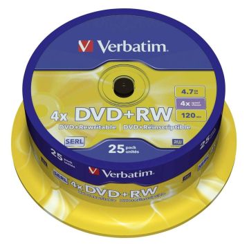 Verbatim DVD+RW 4.7Gb 4x Spindle 25 No 43489