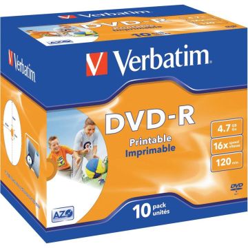 Verbatim DVD-R 4.7Gb 16x Pack 10 Printable No 43521