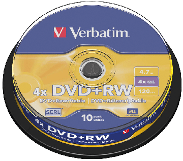 Verbatim DVD+RW 4.7Gb 4x speed rewritable discs