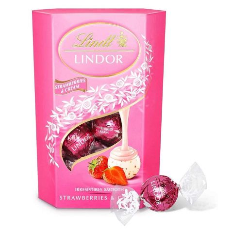 Lindt Lindor Strawberries and Cream Chocolate Truffles Gift Box