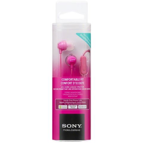 Sony MDREX15APP Pink Fashion Color EX Series Earbud Headset with Mic