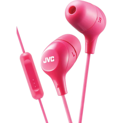 JVC HAFX38MP Pink Marshmallow Inner Ear Headphones With Microphone And Remote