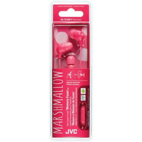 JVC HAFX38MP Pink Marshmallow Headphones 