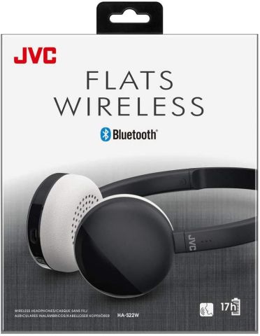 JVC HA-S22W-BU Black Wireless Bluetooth Bass On Ear Headphones